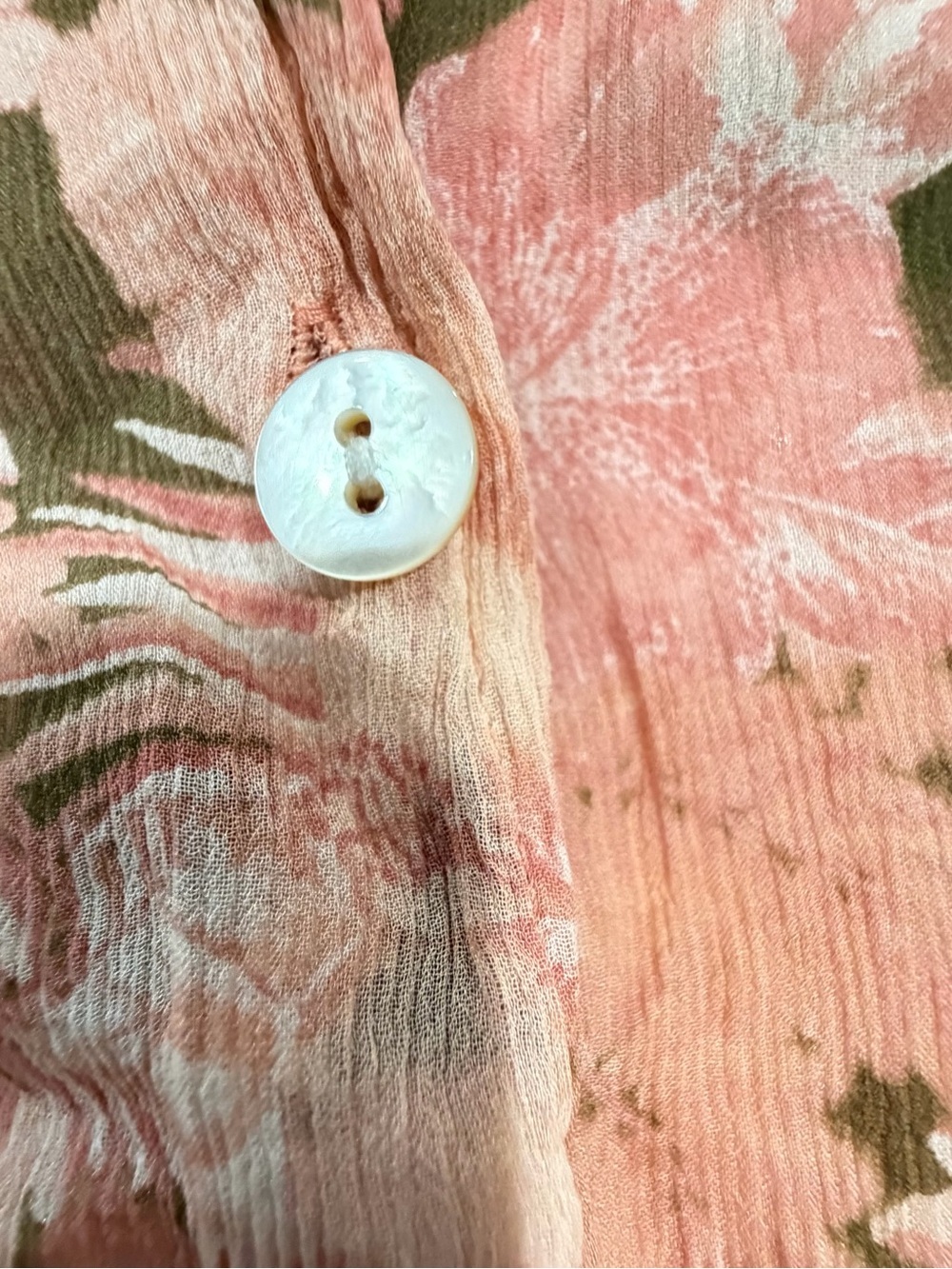 Silk Tommy Bahama Pink Button-Front Blouse Top Tropical Coastal Boho Medium - Picture 6 of 11